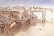 Albert goodwin,r.w.s Ponte Vecchio Florence oil painting reproduction